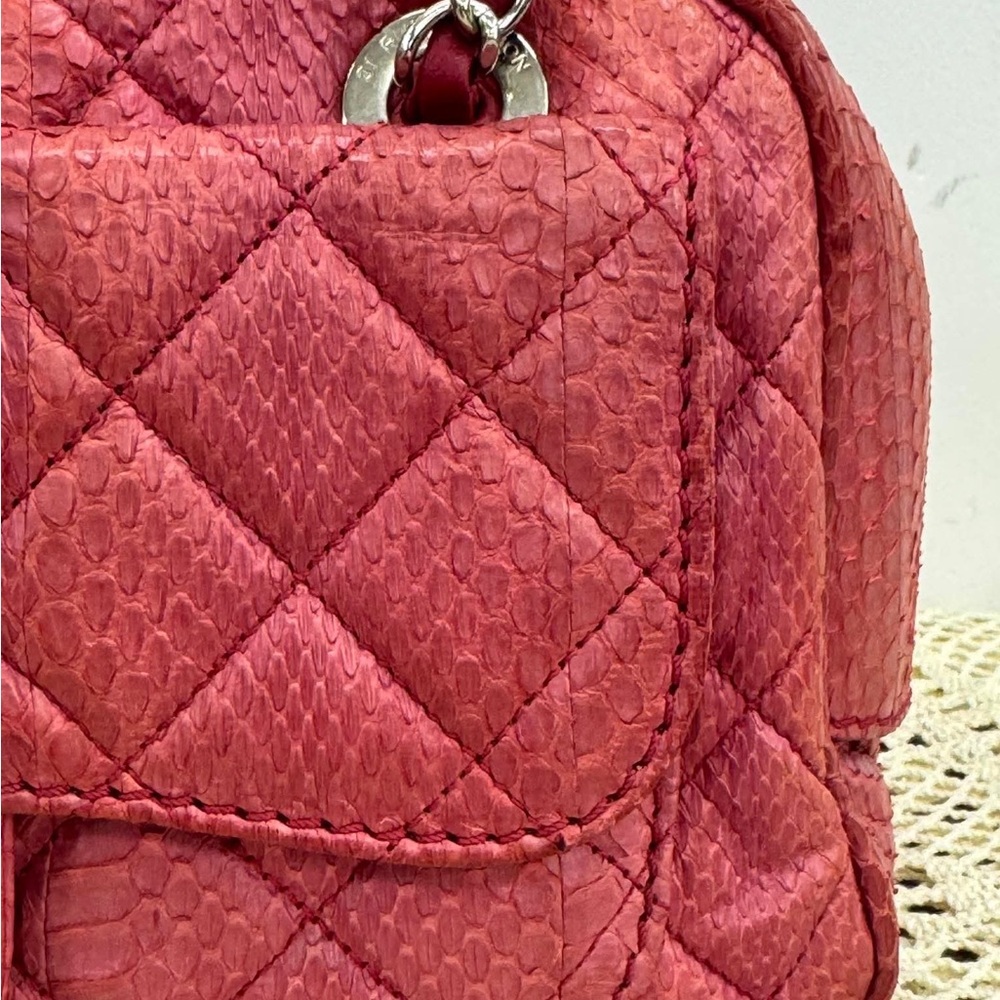 Chanel Red Python Quilted Classic Shoulder Bag - Picture 4 of 16